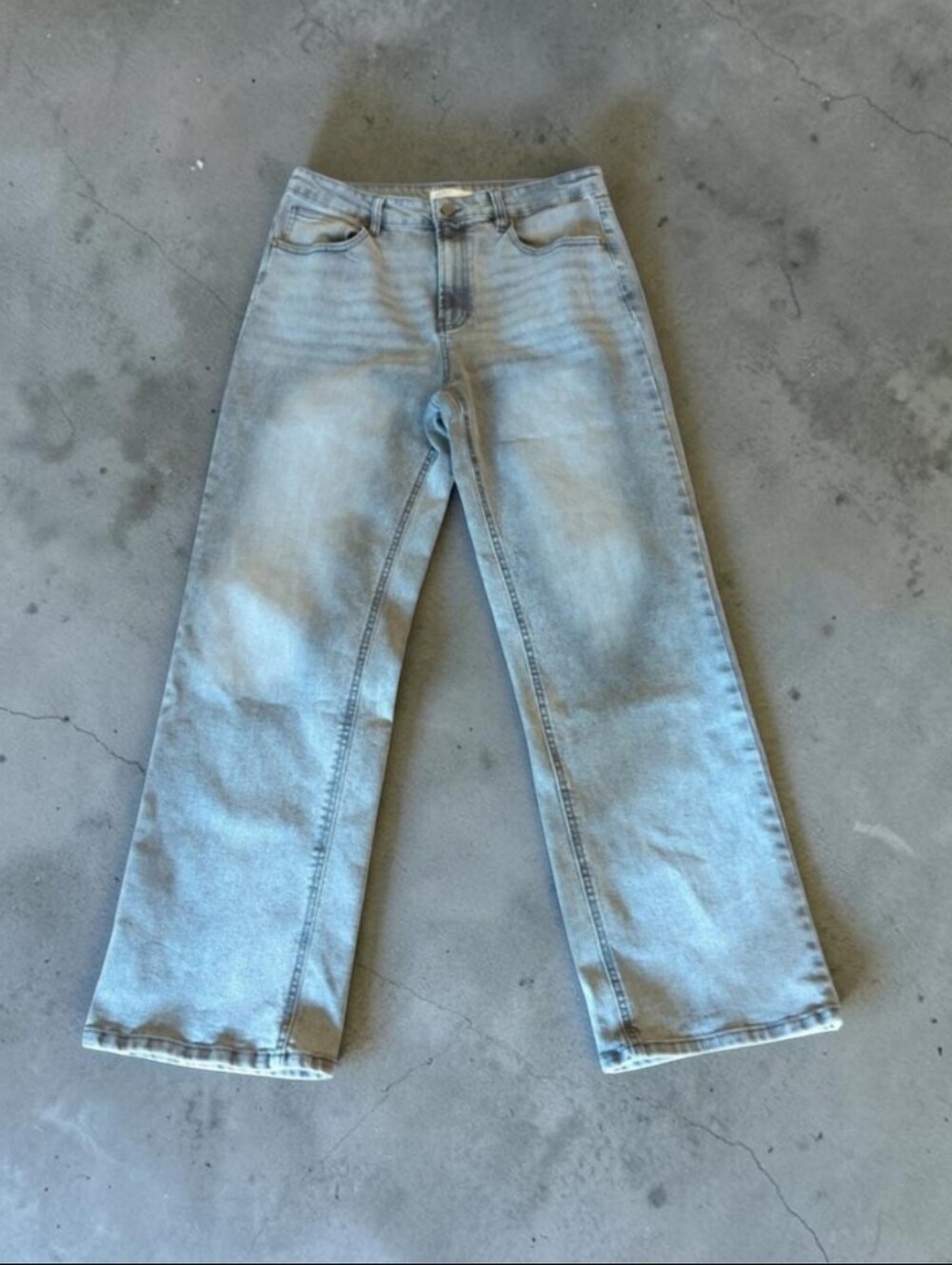 OAT Ny Light Wash grey Relaxed Straight Wide Leg Jeans Casual Sz 10 W30 L30
